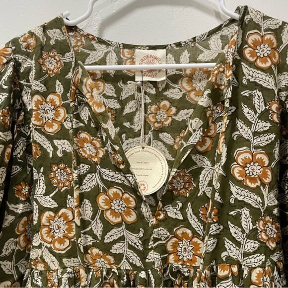 NWT GardenBelle Women's One Size Marlowe Organic Cotton Hand Block Printed Dress - Picture 5 of 16